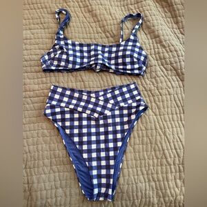Aerie checkered cheeky bikini- medium/ high waisted
